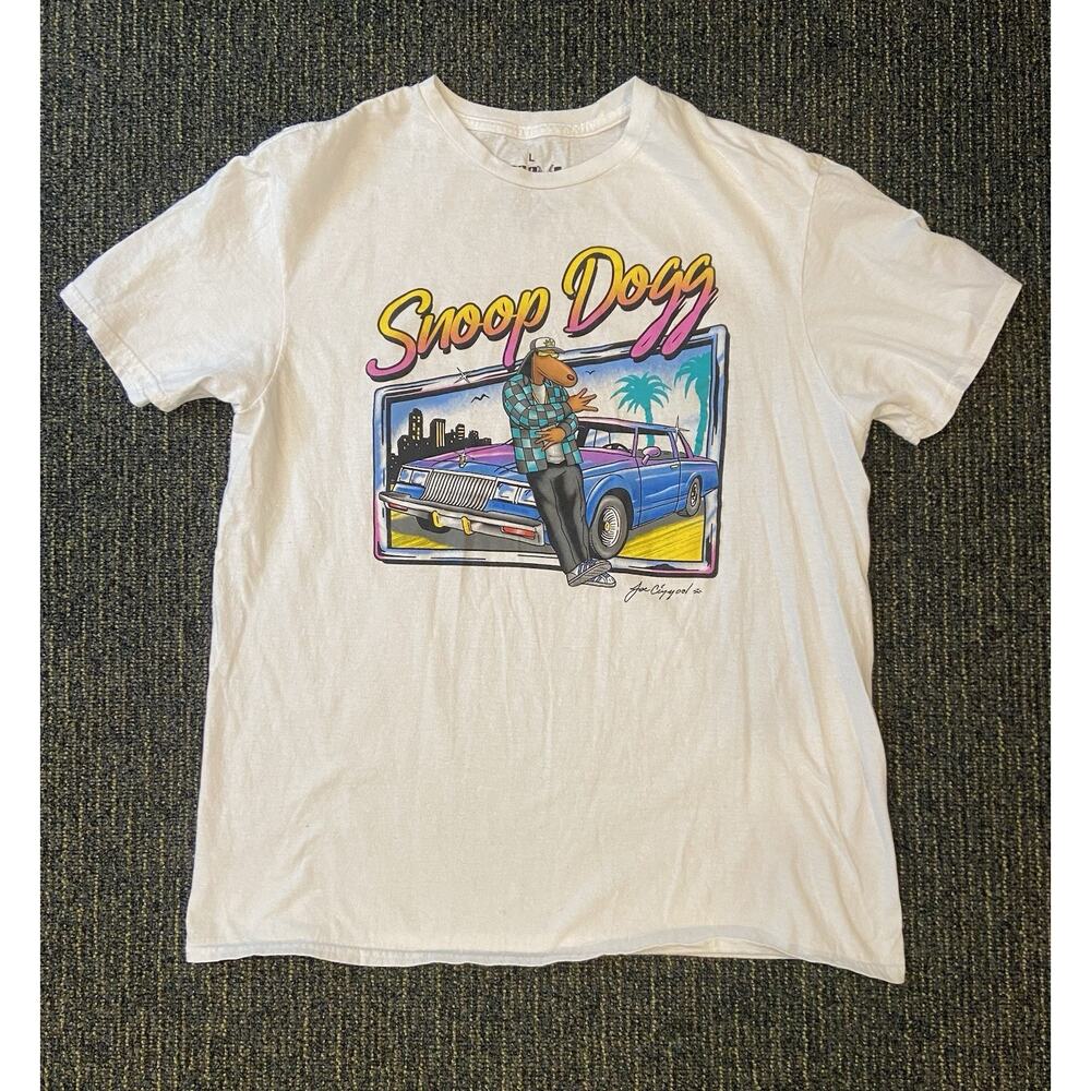 Joe Cool Mens Snoop Dogg Tan Multicolored Graphic Short Sleeve Shirt Size Large